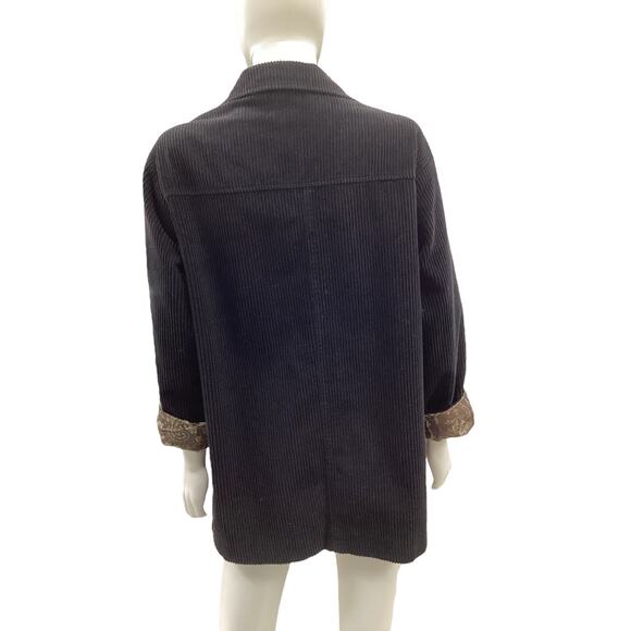 Bill Blass Women’s Jacket SZ L Wool Corduroy Type Jacket Decorative Lining Black - Picture 4 of 8